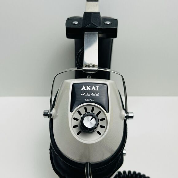 AKAI ASE-22 Retro Vintage Stereo Headphones Left Right Ear Controls White, WORKS - Picture 3 of 8